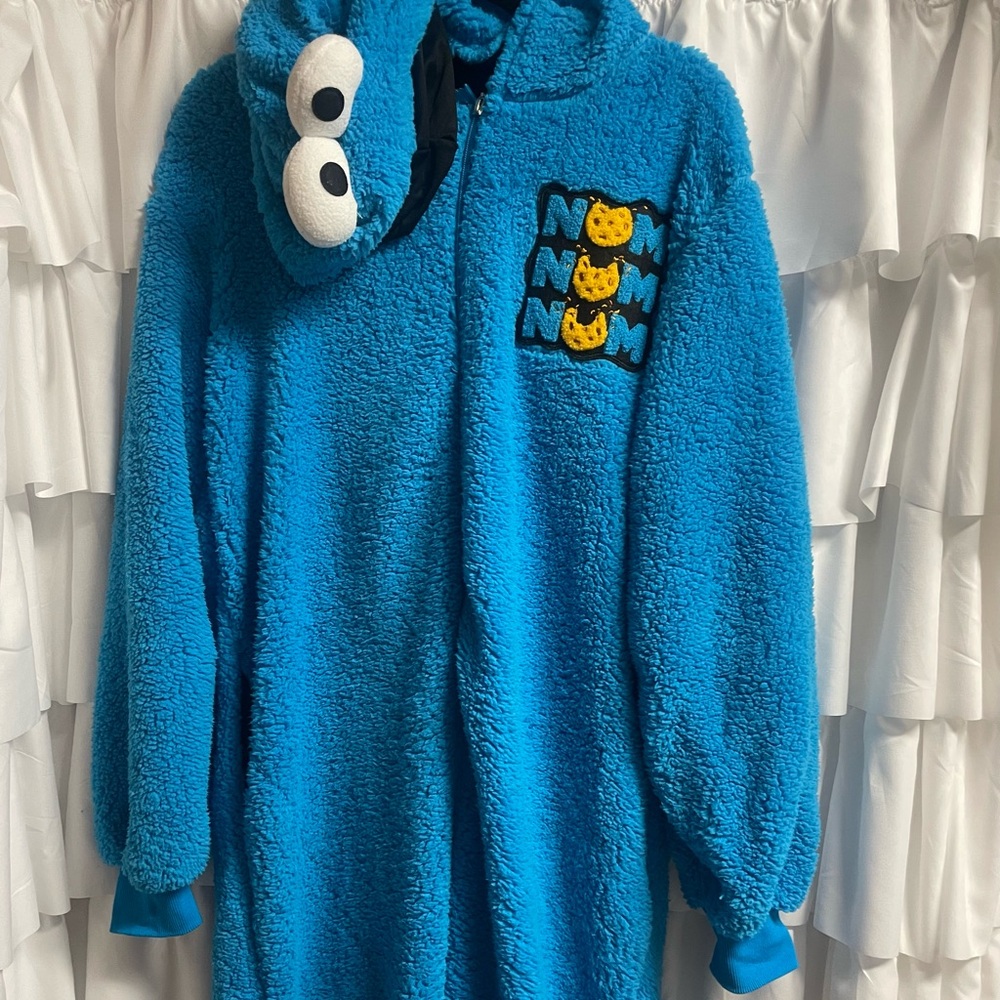 Sesame Street Blue Fleece Hoodie with Character Patch